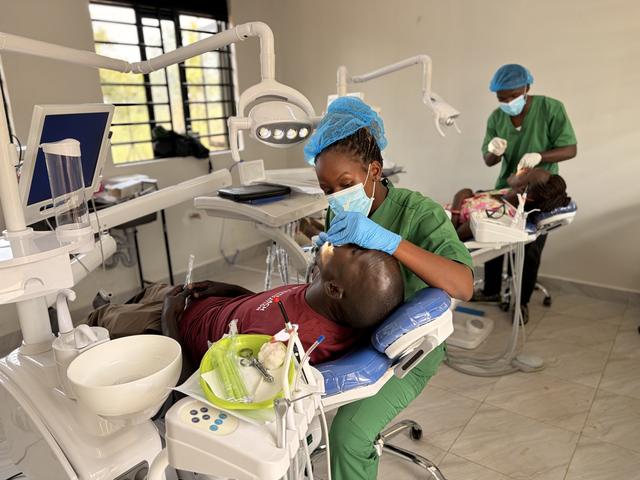 Treatment in a modern dental surgery